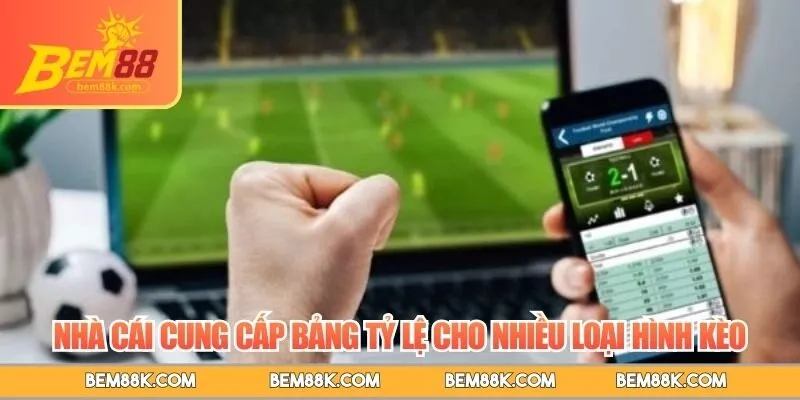 Nhà cái cung cấp bảng tỷ lệ cho nhiều loại hình kèo